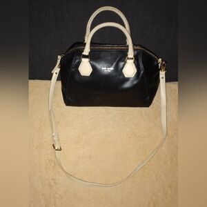 Kate Spade Catherine Street Pipa Leather Satchel Bag Black/Beige